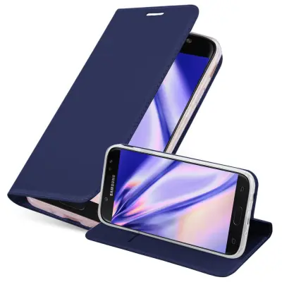 CADORABO Samsung Galaxy J7 2017 v klasična temno modra - Zaščitni ovitek z magnetnim zapiranjem, stoječo funkcijo in režo za kartice