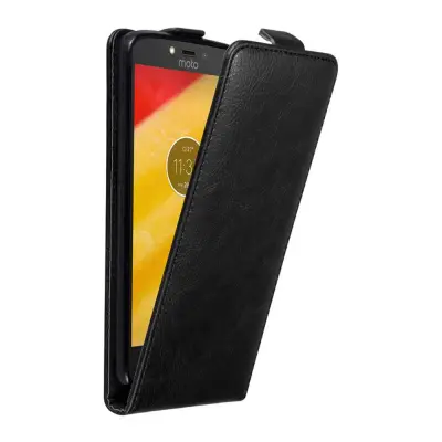Cadorabo Ohišje, združljivo z Motorola MOTO C PLUS v nočna črna - Zaščitni ovitek v obliki flipa z magnetnim zapiranjem