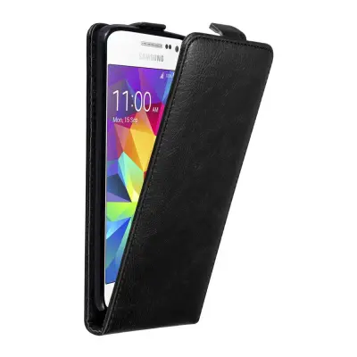 Cadorabo Ohišje, združljivo z Samsung Galaxy GRAND PRIME v nočna črna - Zaščitni ovitek v obliki flipa z magnetnim zapiranjem