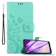 CADORABO Huawei Y6 2019 v klasično srebrno - ovitek v cvetličnem dizajnu z magnetnim zapiranjem, stoječo funkcijo in režami za kartice