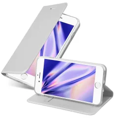 CADORABO Apple iPhone 7 PLUS/7S PLUS/8 PLUS v klasično srebrno - Zaščitni ovitek z magnetnim zapiranjem, stoječo funkcijo in režo za kartice