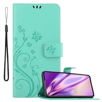 CADORABO Samsung Galaxy A60/M40 v klasično srebrno - ovitek v cvetličnem dizajnu z magnetnim zapiranjem, stoječo funkcijo in režami za kartice