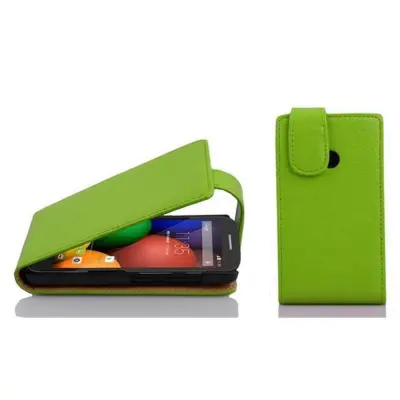 Cadorabo Ohišje, združljivo z Motorola MOTO E v jabolčno zelena - Zaščitni ovitek v obliki flipa iz teksturiranega umetnega usnja