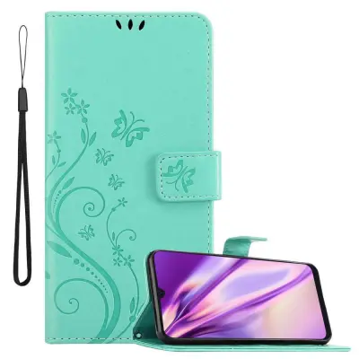 CADORABO Samsung Galaxy A50 4G/A50s/A30s srebrna - ovitek v cvetličnem dizajnu z magnetnim zapiranjem, stoječo funkcijo in režami za kartice