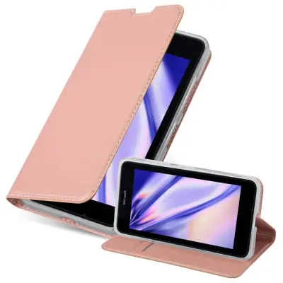 Cadorabo Ohišje, združljivo z Nokia Lumia 640 v klasična rožnata zlata - Zaščitni ovitek z magnetnim zapiranjem, stoječo funkcijo in režo za kartice