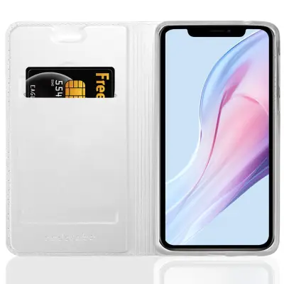 Cadorabo Ohišje, združljivo z Apple iPhone 13 MINI v klasično srebrno - Zaščitni ovitek z magnetnim zapiranjem, stoječo funkcijo in režo za kartice