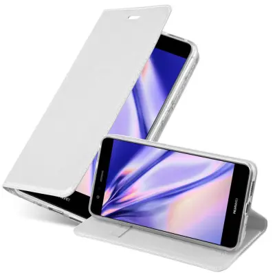 Cadorabo Ohišje, združljivo z Huawei P10 LITE v klasično srebrno - Zaščitni ovitek z magnetnim zapiranjem, stoječo funkcijo in režo za kartice