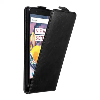 Cadorabo Ohišje, združljivo z OnePlus 3 / 3T v nočna črna - Zaščitni ovitek v obliki flipa z magnetnim zapiranjem