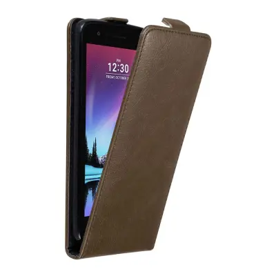 Cadorabo Ohišje, združljivo z LG K4 2017 v kava rjava - Zaščitni ovitek v obliki flipa z magnetnim zapiranjem