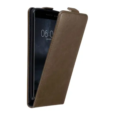 Cadorabo Ohišje, združljivo z Nokia 6 2017 v kava rjava - Zaščitni ovitek v obliki flipa z magnetnim zapiranjem