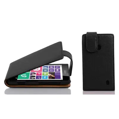 Cadorabo Ohišje, združljivo z Nokia Lumia 630 / 635 v oksidna črna - Zaščitni ovitek v obliki flipa iz teksturiranega umetnega usnja