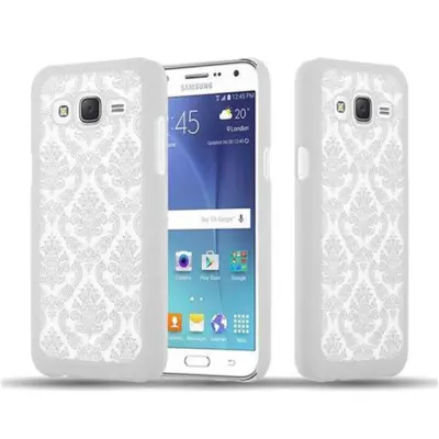 Cadorabo Case, združljiv s Samsungom v beli barvi - trdi zaščitni pokrov v Flower Paisley Henna Design proti praskam in udarcem