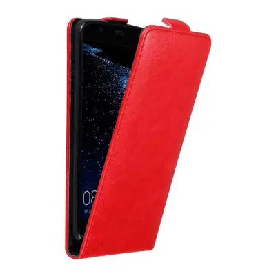 Cadorabo Ohišje, združljivo z Huawei P10 PLUS v rdeče jabolko - Zaščitni ovitek v obliki flipa z magnetnim zapiranjem