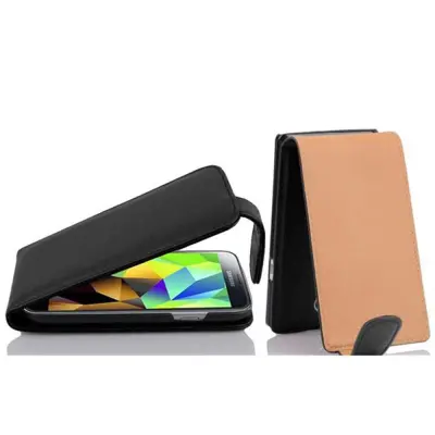 Cadorabo Ohišje, združljivo z Samsung Galaxy S5 MINI / S5 MINI DUOS v oksidna črna - Zaščitni ovitek v obliki flipa iz teksturiranega umetnega usnja