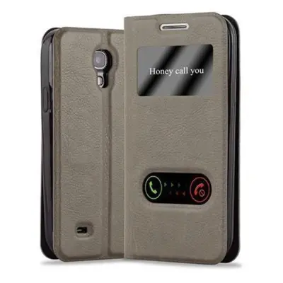 Cadorabo Ohišje, združljivo z Samsung Galaxy S4 v kamnito rjava - Zaščitni ovitek z magnetnim zapiranjem, stoječo funkcijo in 2 okencema za gledanje
