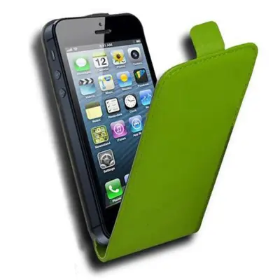 Cadorabo Ohišje, združljivo z Apple iPhone 5 / 5S / SE 2016 v jabolčno zelena - Zaščitni ovitek v obliki flipa iz gladkega umetnega usnja