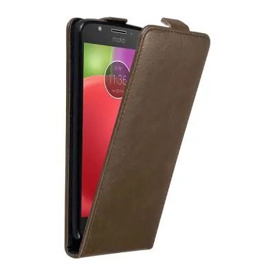 Cadorabo Ohišje, združljivo z Motorola MOTO E4 v kava rjava - Zaščitni ovitek v obliki flipa z magnetnim zapiranjem