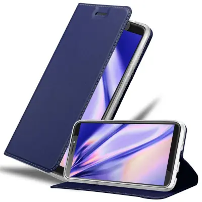 Cadorabo Ohišje, združljivo z HTC Desire 12 PLUS v klasična temno modra - Zaščitni ovitek z magnetnim zapiranjem, stoječo funkcijo in režo za kartice