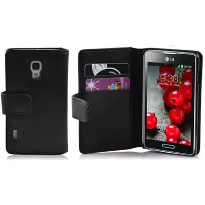 Cadorabo Ohišje, združljivo z LG OPTIMUS L7 II v oksid črna - Zaščitni ovitek iz teksturiranega umetnega usnja in žep za kartice