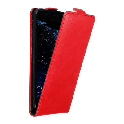 Cadorabo Ohišje, združljivo z Huawei P10 LITE v rdeče jabolko - Zaščitni ovitek v obliki flipa z magnetnim zapiranjem