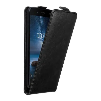 Cadorabo Ohišje, združljivo z Nokia 8 2017 v nočna črna - Zaščitni ovitek v obliki flipa z magnetnim zapiranjem
