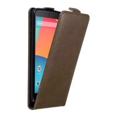 Cadorabo Ohišje, združljivo z LG Google NEXUS 5 v kava rjava - Zaščitni ovitek v obliki flipa z magnetnim zapiranjem