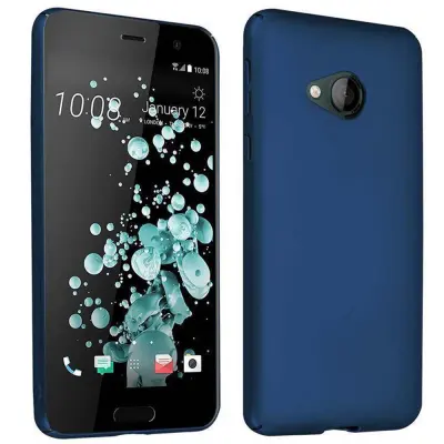Cadorabo Case, združljiv s HTC v kovinski modri barvi - trdi zaščitni pokrov v kovinskem videzu pred praskami in udarci