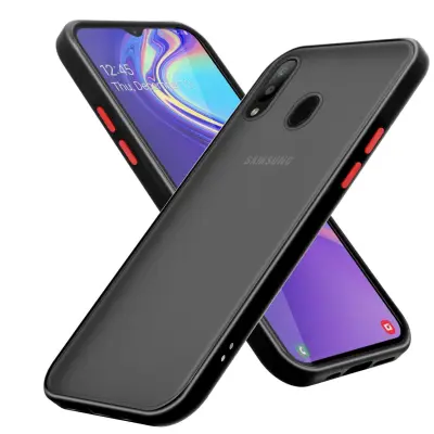 CADORABO Samsung v zamrznjenih črnih - rdečih tipkah - hibridni zaščitni pokrov s silikonom TPU v notranjosti in mat plastičnim hrbtom