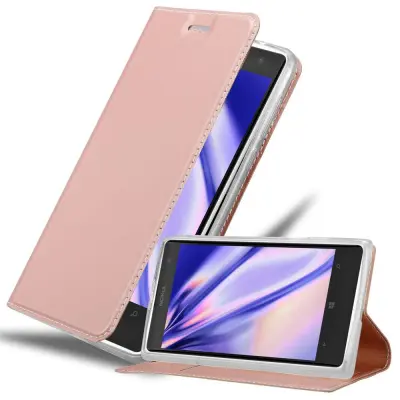 Cadorabo Ohišje, združljivo z Nokia Lumia 1020 v klasična rožnata zlata - Zaščitni ovitek z magnetnim zapiranjem, stoječo funkcijo in režo za kartice
