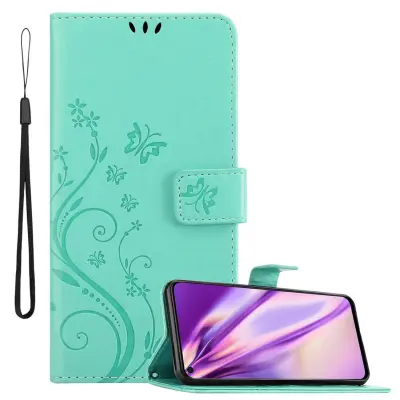 CADORABO Huawei NOVA 4 v klasično srebrno - ovitek v cvetličnem dizajnu z magnetnim zapiranjem, stoječo funkcijo in režami za kartice