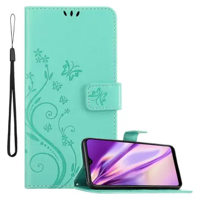 CADORABO Samsung Galaxy A20/A30/M10s v klasično srebrno - ovitek v cvetličnem dizajnu z magnetnim zapiranjem, stoječo funkcijo in režami za kartice