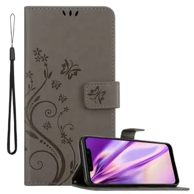 CADORABO Xiaomi Pocophone F1 v klasična črna - ovitek v cvetličnem dizajnu z magnetnim zapiranjem, stoječo funkcijo in režami za kartice