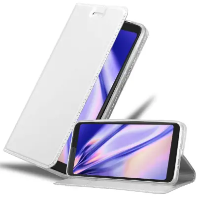 Cadorabo Ohišje, združljivo z WIKO VIEW XL v klasično srebrno - Zaščitni ovitek z magnetnim zapiranjem, stoječo funkcijo in režo za kartice
