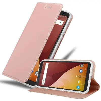 Cadorabo Ohišje, združljivo z WIKO VIEW PRIME v klasična rožnata zlata - Zaščitni ovitek z magnetnim zapiranjem, stoječo funkcijo in režo za kartice