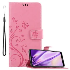 CADORABO Huawei Y6 2019 v klasična zlata - ovitek v cvetličnem dizajnu z magnetnim zapiranjem, stoječo funkcijo in režami za kartice