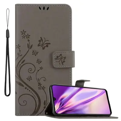 CADORABO Huawei P30 LITE v klasična črna - ovitek v cvetličnem dizajnu z magnetnim zapiranjem, stoječo funkcijo in režami za kartice