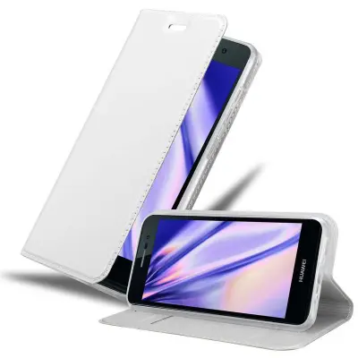 Cadorabo Ohišje, združljivo z Huawei ASCEND P7 v klasično srebrno - Zaščitni ovitek z magnetnim zapiranjem, stoječo funkcijo in režo za kartice