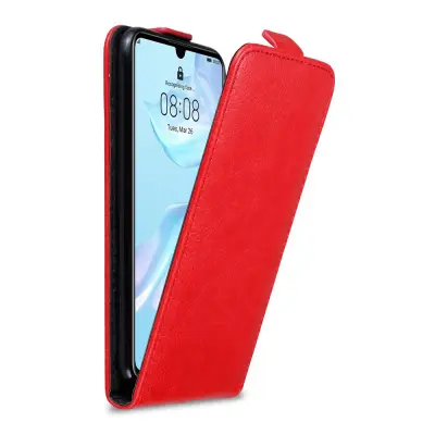Cadorabo Ohišje, združljivo z Huawei P30 v rdeče jabolko - Zaščitni ovitek v obliki flipa z magnetnim zapiranjem