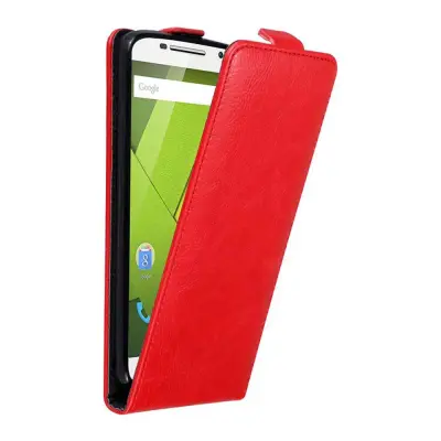 Cadorabo Ohišje, združljivo z Motorola MOTO X PLAY v rdeče jabolko - Zaščitni ovitek v obliki flipa z magnetnim zapiranjem