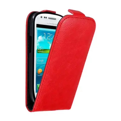 Cadorabo Ohišje, združljivo z Samsung Galaxy S3 MINI v rdeče jabolko - Zaščitni ovitek v obliki flipa z magnetnim zapiranjem