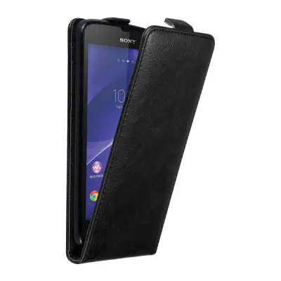 Cadorabo Ohišje, združljivo z Sony Xperia T3 v nočna črna - Zaščitni ovitek v obliki flipa z magnetnim zapiranjem