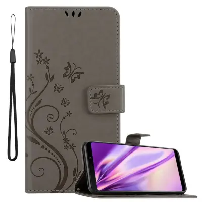 CADORABO Samsung Galaxy A9 2018 v klasična črna - ovitek v cvetličnem dizajnu z magnetnim zapiranjem, stoječo funkcijo in režami za kartice
