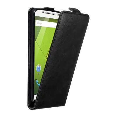 Cadorabo Ohišje, združljivo z Motorola MOTO X PLAY v nočna črna - Zaščitni ovitek v obliki flipa z magnetnim zapiranjem