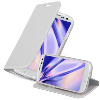 CADORABO Samsung Galaxy S3/S3 NEO v klasično srebrno - Zaščitni ovitek z magnetnim zapiranjem, stoječo funkcijo in režo za kartice