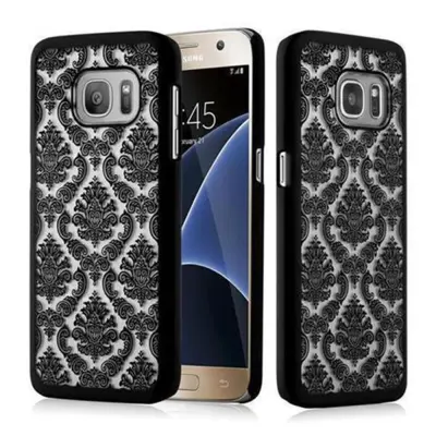 CADORABO CARE, združljiv s Samsungom v črni barvi - trdi zaščitni pokrov v Flower Paisley Henna Design proti praskam in udarcem