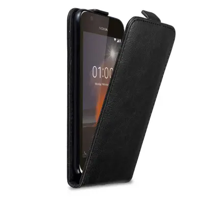 Cadorabo Ohišje, združljivo z Nokia 1 2018 v nočna črna - Zaščitni ovitek v obliki flipa z magnetnim zapiranjem