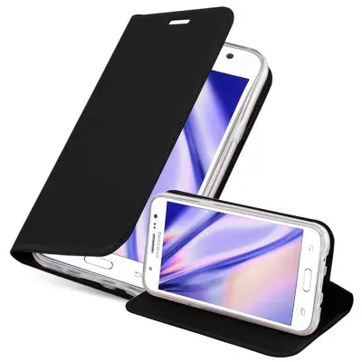 Cadorabo Ohišje, združljivo z Samsung Galaxy J5 2015 v klasična črna - Zaščitni ovitek z magnetnim zapiranjem, stoječo funkcijo in režo za kartice
