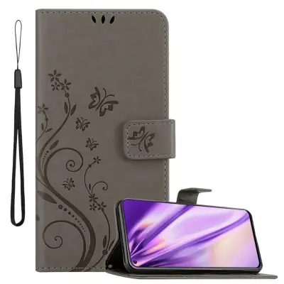 CADORABO Samsung Galaxy A8s v klasična črna - ovitek v cvetličnem dizajnu z magnetnim zapiranjem, stoječo funkcijo in režami za kartice