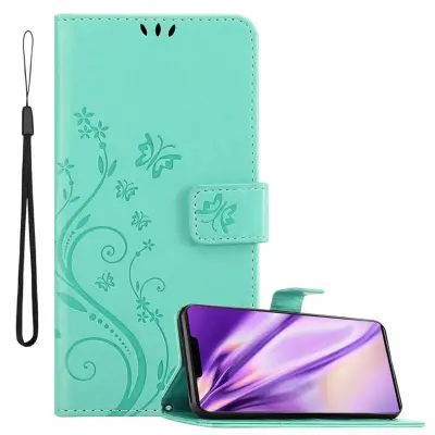 CADORABO Huawei MATE 30 PRO v klasično srebrno - ovitek v cvetličnem dizajnu z magnetnim zapiranjem, stoječo funkcijo in režami za kartice