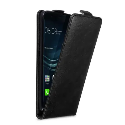 Cadorabo Ohišje, združljivo z Huawei P9 PLUS v nočna črna - Zaščitni ovitek v obliki flipa z magnetnim zapiranjem